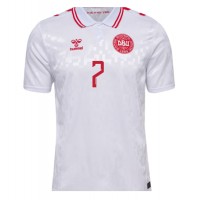 Camiseta Dinamarca Mathias Jensen #7 Segunda Equipación Replica Eurocopa 2024 mangas cortas